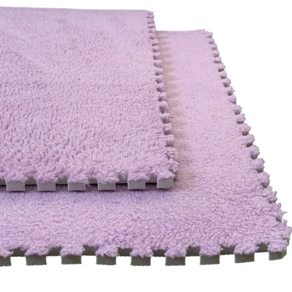 Covor puzzle pufos, 61.5x61.5x1.7 cm, spuma eva, set 2 piese culoare light purple - imagine 10