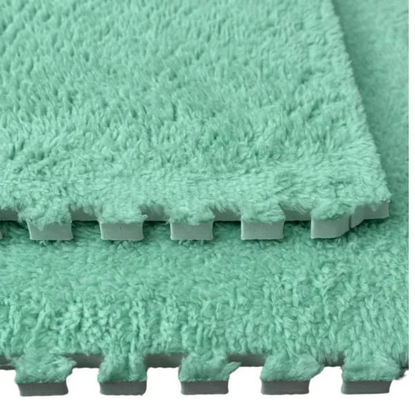 Covor puzzle pufos, 61.5x61.5x1.7 cm, spuma eva, set 2 piese culoare mint green - imagine 20