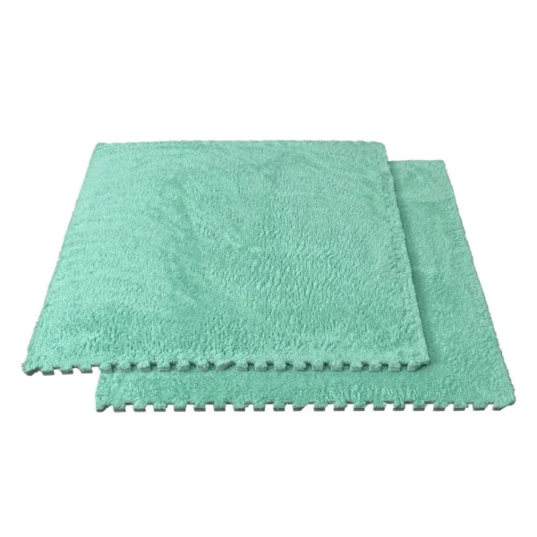 Covor puzzle pufos, 61.5x61.5x1.7 cm, spuma eva, set 2 piese culoare mint green - imagine 22
