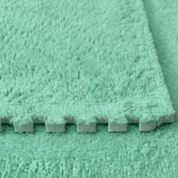 Covor puzzle pufos, 61.5x61.5x1.7 cm, spuma eva, set 2 piese culoare mint green - imagine 11