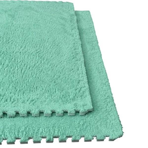 Covor puzzle pufos, 61.5x61.5x1.7 cm, spuma eva, set 2 piese culoare mint green - imagine 23