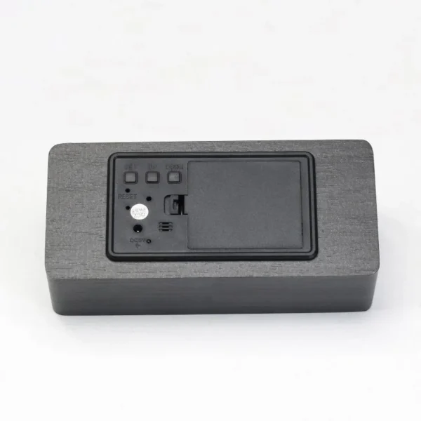 Ceas led digital, de birou, afisaj temperatura/umiditate, alarma, alimentare duala, mdf, negru - imagine 7