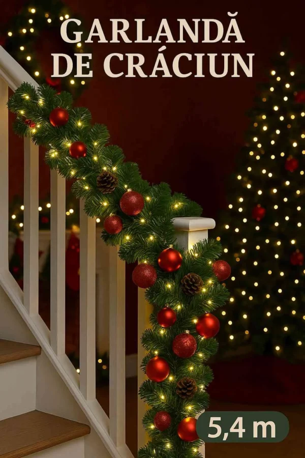 Ghirlanda decorativa luxury pine din crengi de brad artificial, lungime 5.4 m, ace 3d, decor craciun - imagine 13