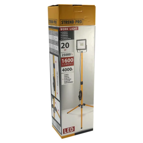 Proiector lucru, LED SMD, cu trepied, 20 W, 1600 lm, IP65, Strend Pro - imagine 2