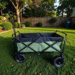 Carucior pliabil profesional 100 kg, roti 360 grade cu frana, 100l, maner reglabil, transport gradina, plaja, camping