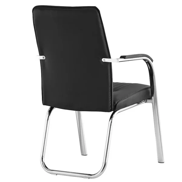 Scaun de conferinta, manere captusite, cadru cromat, pvc negru - imagine 4