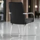 Scaun de conferinta, manere captusite, cadru cromat, pvc negru - imagine 8