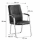 Scaun de conferinta, manere captusite, cadru cromat, pvc negru - imagine 2