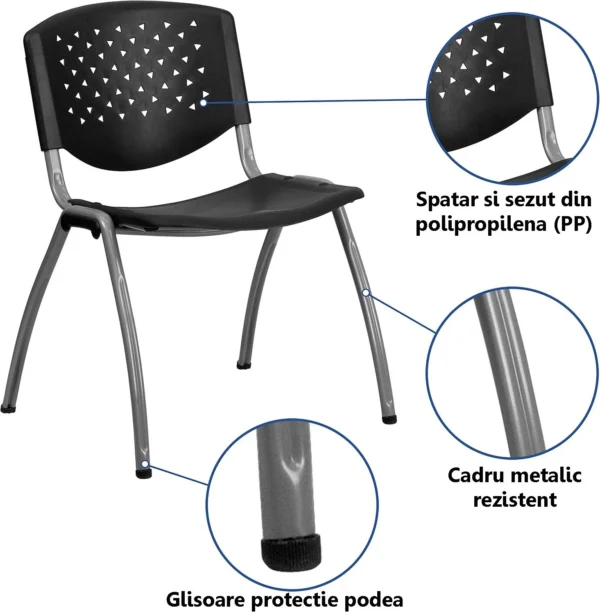 Scaun terasa, bucatarie, spatar si sezut pp, model perforat, inaltime 82 cm - imagine 2