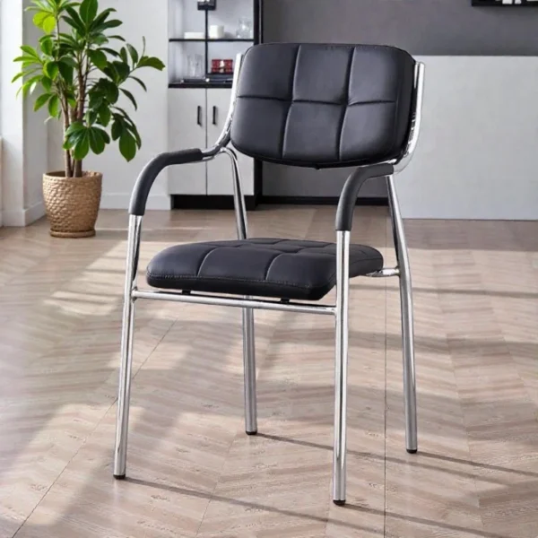 Scaun sala de conferinta, tapiterie piele eco, cadru cromat, inaltime 85 cm - imagine 7