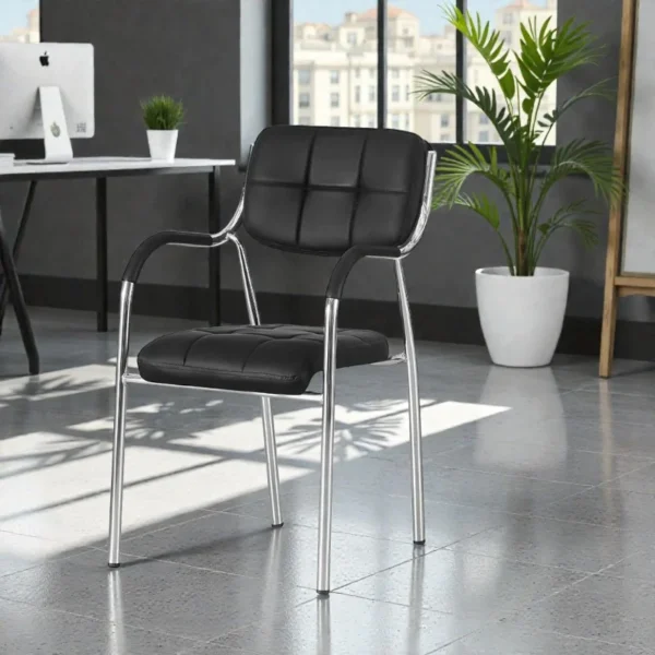 Scaun sala de conferinta, tapiterie piele eco, cadru cromat, inaltime 85 cm - imagine 4