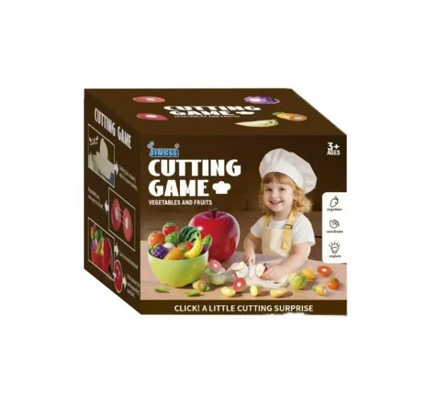 Joc taiat legume si fructe, 23 piese, fixare cu velcro, cutit, tocator, farfurii - imagine 7