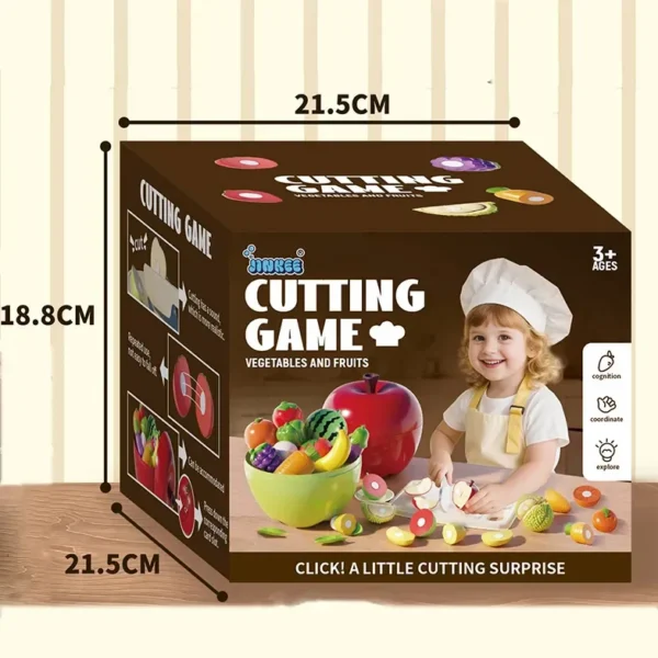Joc taiat legume si fructe, 23 piese, fixare cu velcro, cutit, tocator, farfurii - imagine 6