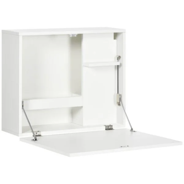 Birou de perete, suspendat, pliabil, MDF, cu raft, alb, max 40 kg, 60x21.5x50 cm - imagine 11