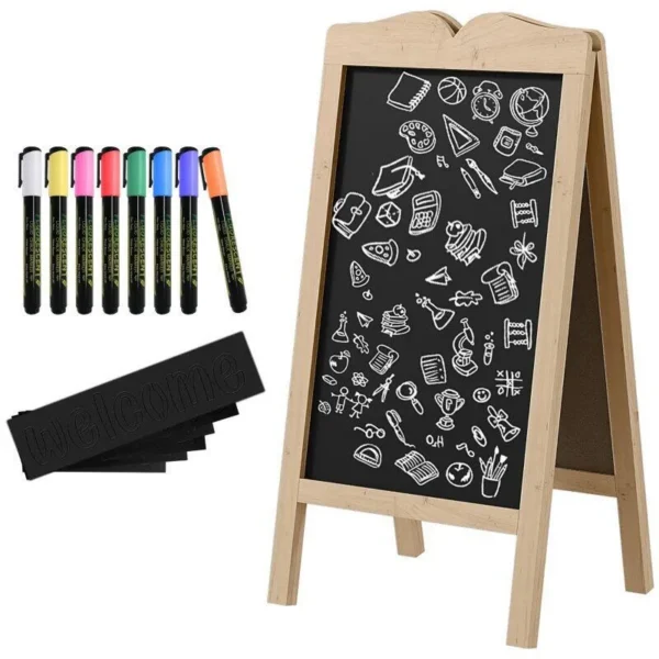 Tabla magnetica cu stergere uscata, afisaj restaurant, neagra, 8 markere, 6 sabloane, 51x42x101 cm - imagine 10