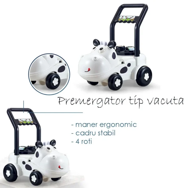 Jucarie de impins, premergator vacuta, platforma interactiva, 47x30x47 cm - imagine 5
