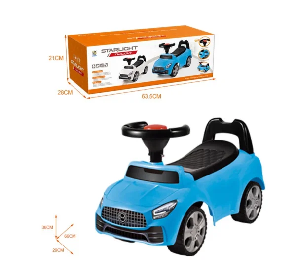 Masinuta ride-on albastra, sezut cu spatar integrat, 66x29x36 cm - imagine 5