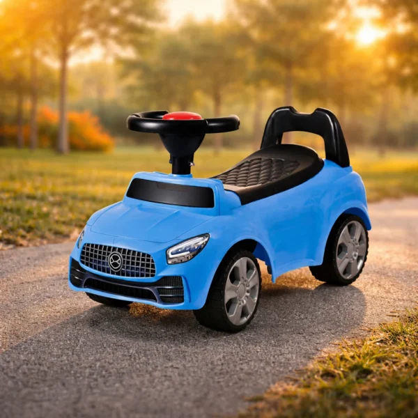 Masinuta ride-on albastra, sezut cu spatar integrat, 66x29x36 cm - imagine 1