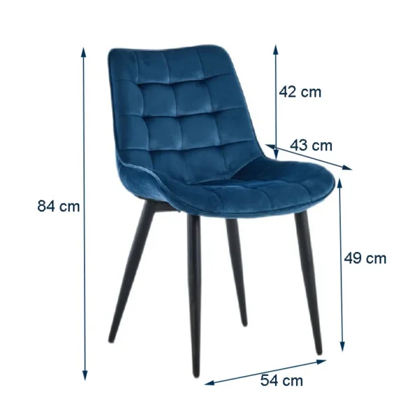 Scaun elegant dining, tapiterie catifea, inaltime 84 cm, latime 54 cm, albastru - imagine 5