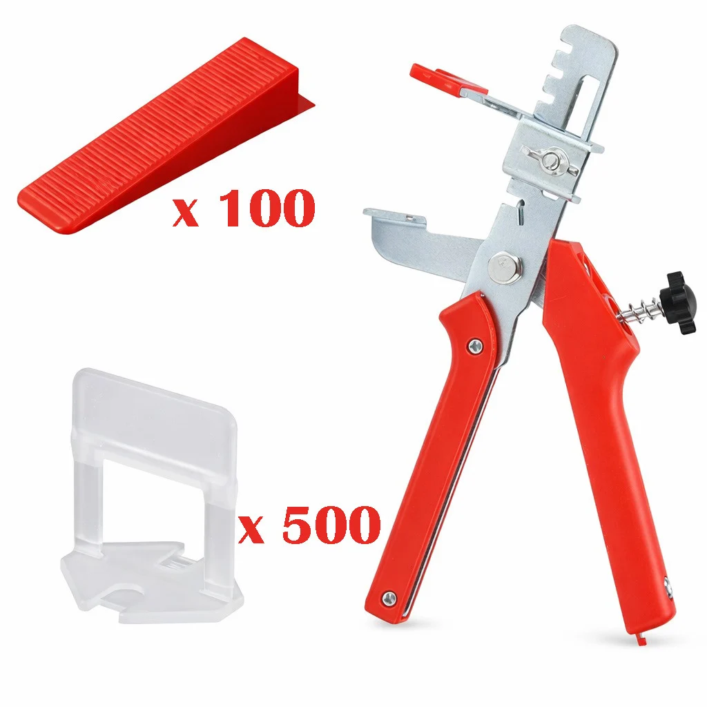 Sistem pro complet, cleste, 500 clipsuri 1.5 mm, 100 pene nivelare placi Sistem pro complet, cleste, 500 clipsuri 1.5 mm, 100 pene nivelare placi - imagine 1