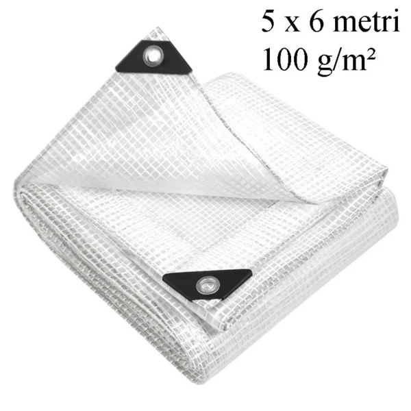 Prelata impermeabila 5x6m, 100 g/mp, protectie uv+ si inghet, inele otel 12 mm - imagine 1