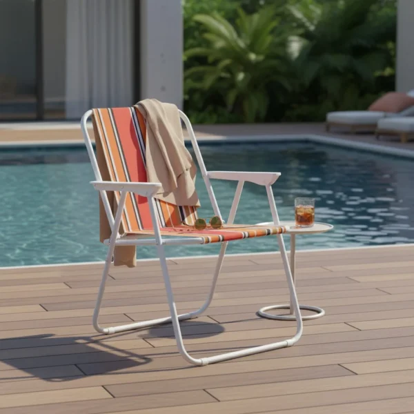 Scaun pliabil plaja si camping, metalic, usor, compact, 58x52x73 cm, maxim 80 kg - imagine 3