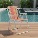 Scaun pliabil plaja si camping, metalic, usor, compact, 58x52x73 cm, maxim 80 kg
