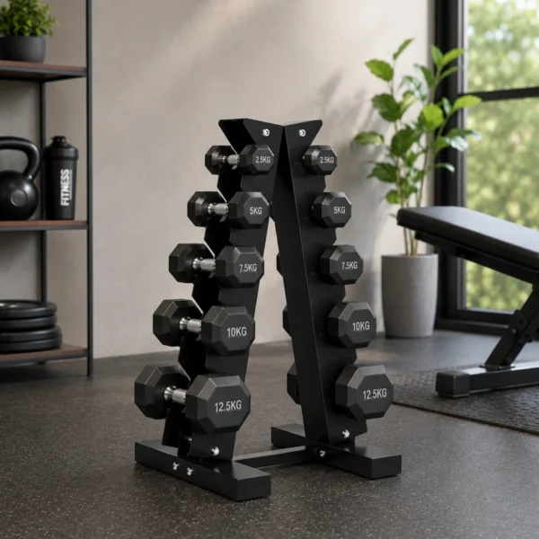 Suport gantere vertical 5 nivele, organizare fitness pentru acasa si sala - imagine 2