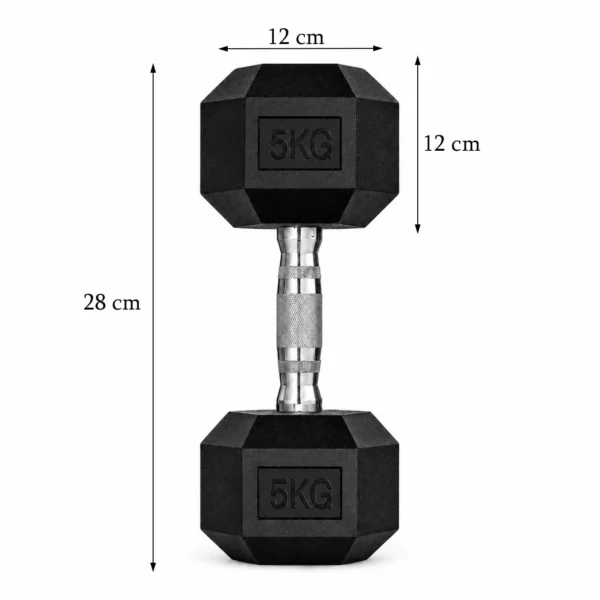 Gantera hexagonala fitness 5 kg, maner ergonomic, pentru exercitii full body - imagine 9