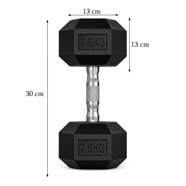 Gantera profesionala 7.5 kg hexagonala, grip ergonomic, sala si home gym - imagine 6