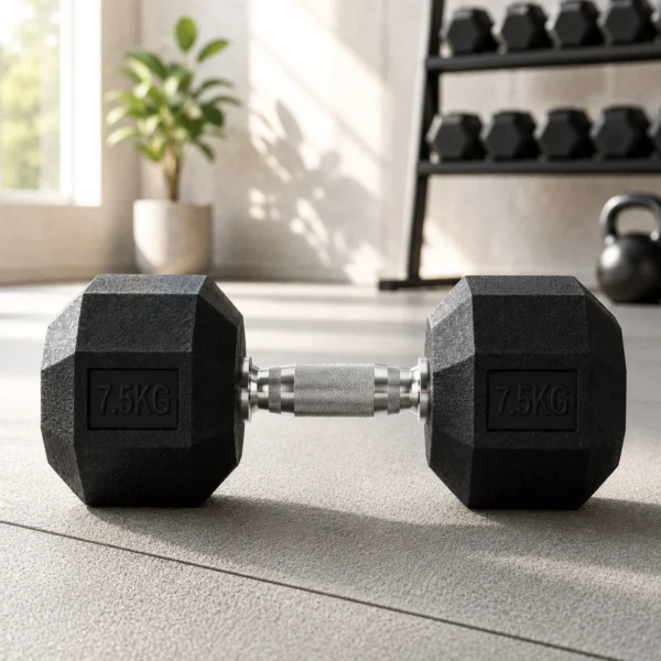 Gantera profesionala 7.5 kg hexagonala, grip ergonomic, sala si home gym - imagine 4