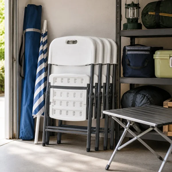 Scaun pliabil pentru gradina, camping, catering, cadru metalic, 120 kg, 46x53x87 cm - imagine 4