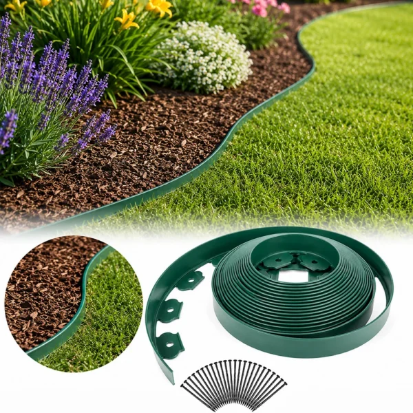 Separator gazon, lungime 10 metri, latime 5 cm, 30 pini montaj, culoare verde - imagine 17