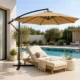 Umbrela de gradina diametru 300 cm, suport tip picior, reglabila, impermeabila, cadru otel, tan - imagine 14