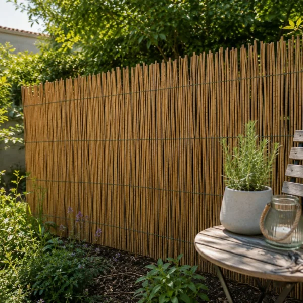Gard din bambus natural 150x150 cm - paravan decorativ din tulpini intregi pentru gradina, terasa si balcon - imagine 11