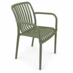 Scaun de gradina stivuibil cu brate, pentru terasa si balcon, 54x58.5x80.5 cm culoare verde