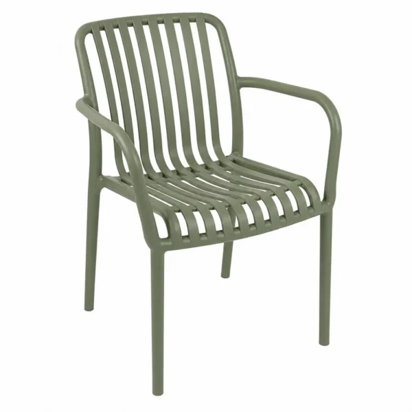 Scaun de gradina stivuibil cu brate, pentru terasa si balcon, 54x58.5x80.5 cm culoare verde - imagine 2