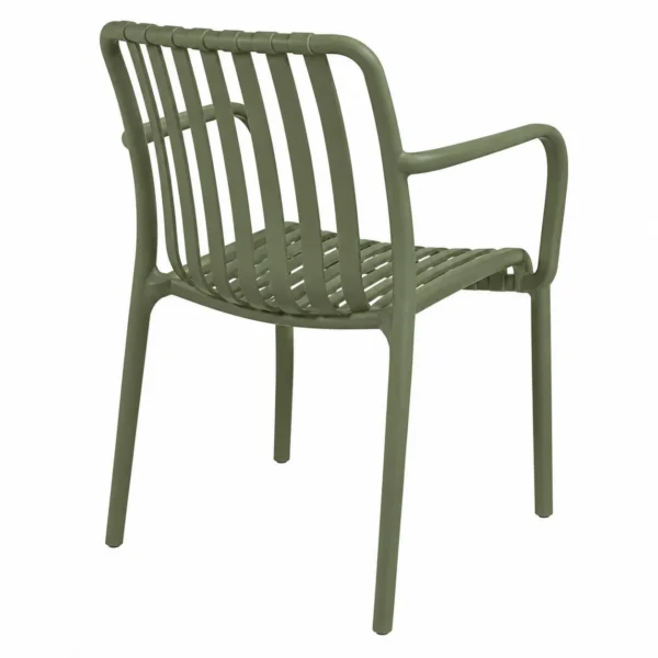 Scaun de gradina stivuibil cu brate, pentru terasa si balcon, 54x58.5x80.5 cm culoare verde - imagine 3