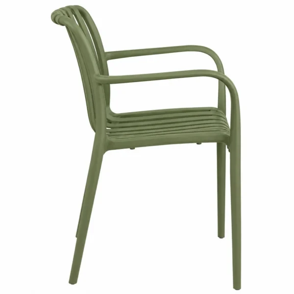 Scaun de gradina stivuibil cu brate, pentru terasa si balcon, 54x58.5x80.5 cm culoare verde - imagine 4