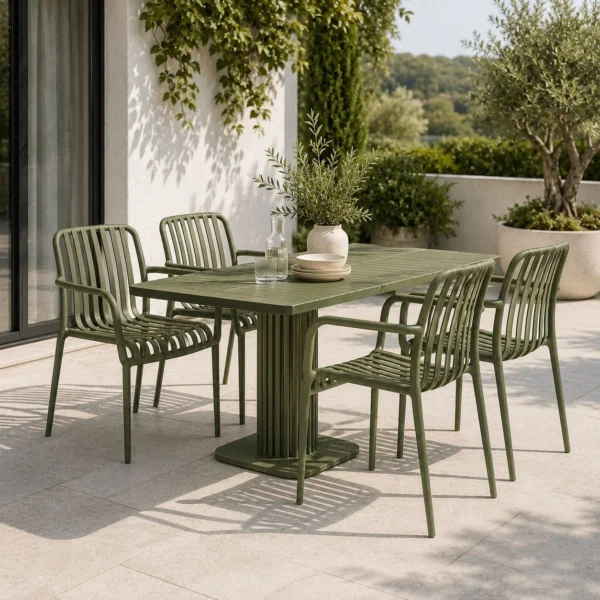 Scaun de gradina stivuibil cu brate, pentru terasa si balcon, 54x58.5x80.5 cm culoare verde - imagine 7