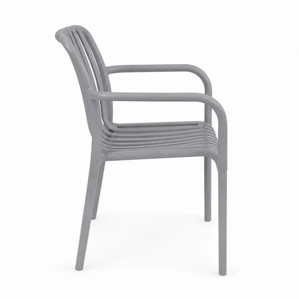 Scaun de gradina stivuibil cu brate, pentru terasa si balcon, 54x58.5x80.5 cm culoare gri - imagine 7