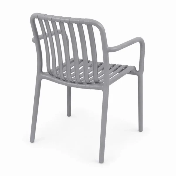 Scaun de gradina stivuibil cu brate, pentru terasa si balcon, 54x58.5x80.5 cm culoare gri - imagine 12