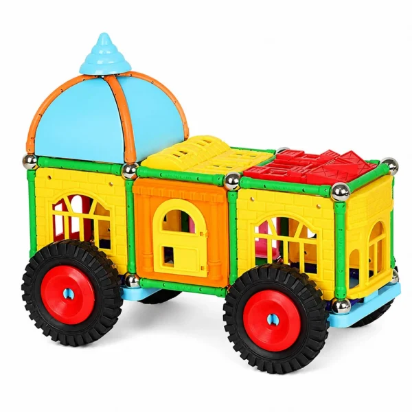 Set constructii magnetic, 130 piese, constructie 3d castel, masinuta, varsta 6+, procart - imagine 26
