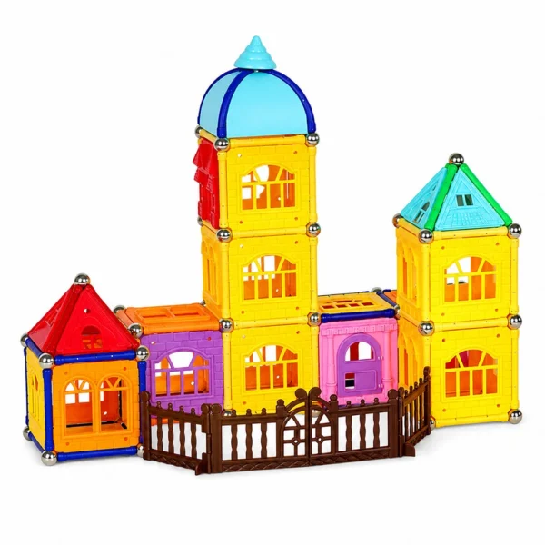 Set constructii magnetic, 130 piese, constructie 3d castel, masinuta, varsta 6+, procart - imagine 24