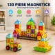 Set constructii magnetic, 130 piese, constructie 3d castel, masinuta, varsta 6+, procart - imagine 13