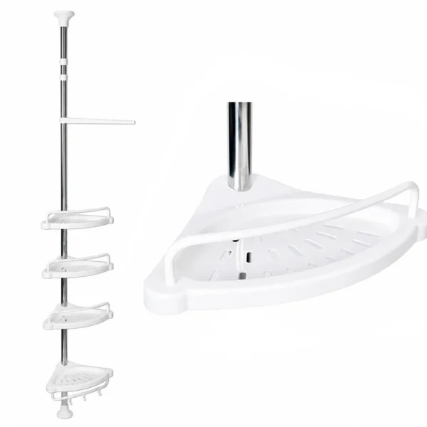 Raft pentru baie ajustabil 100-320 cm, 4 nivele, suport prosop, carlige - imagine 25