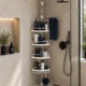 Raft pentru baie ajustabil 100-320 cm, 4 nivele, suport prosop, carlige - imagine 19