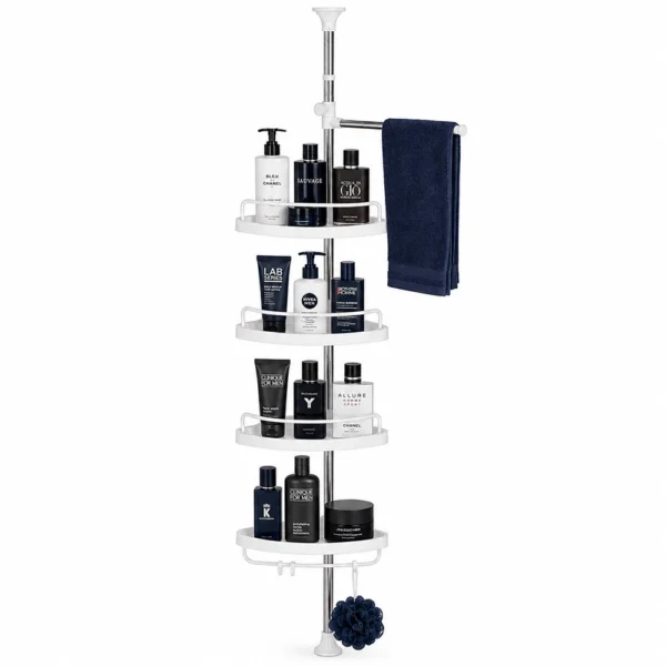 Raft pentru baie ajustabil 100-320 cm, 4 nivele, suport prosop, carlige - imagine 24