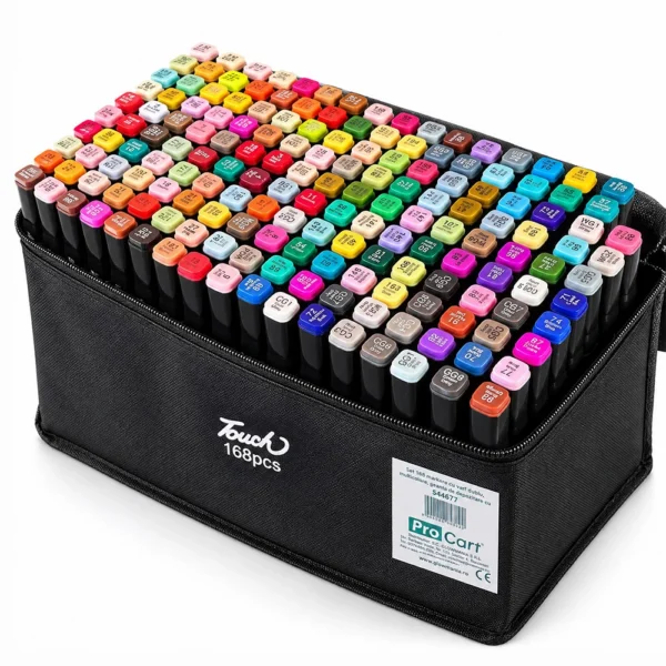 Set 168 markere cu varf dublu, multicolore, geanta de depozitare - imagine 29