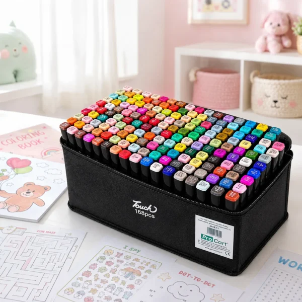 Set 168 markere cu varf dublu, multicolore, geanta de depozitare - imagine 22